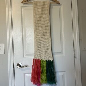 Anthropologie Wool Blend Extra Long‎ Colorful Fringe Scarf